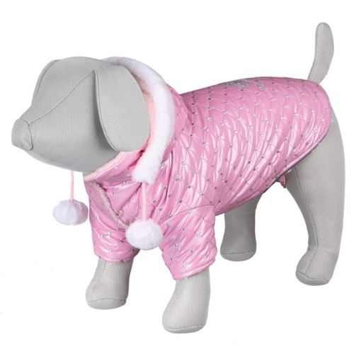 Lesklá bundička DOG PRINCESS růžová S 36 cm