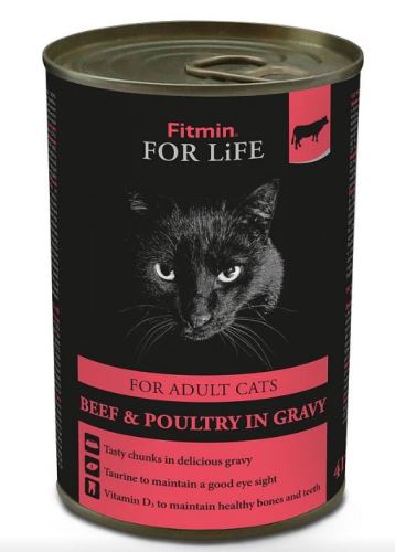 Fitmin For Life Hovězí konzerva pro dospělé kočky 415 g
