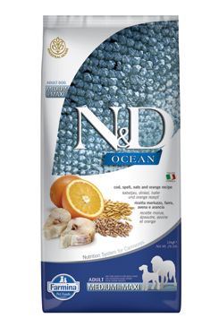 N&D OCEAN DOG Low Grain Adult Medium/Large Codfish & Orange 12kg