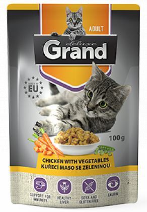 GRAND kapsička kočka deluxe 100% kuřecí se zeleninou 100g