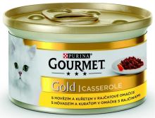 Gourmet Gold cat konzerva hovězí a kuře v rajčatové omáčce 85g