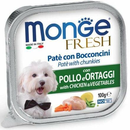 MONGE FRESH - paštika a kousky s kuřetem a zeleninou 100g pro psy