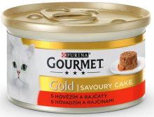 Gourmet Gold cat konzerva Savoury Cake hovězí, rajče 85g (1)