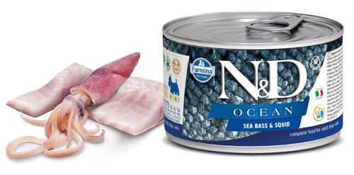N&D DOG OCEAN Adult Sea Bass & Squid Mini 140g