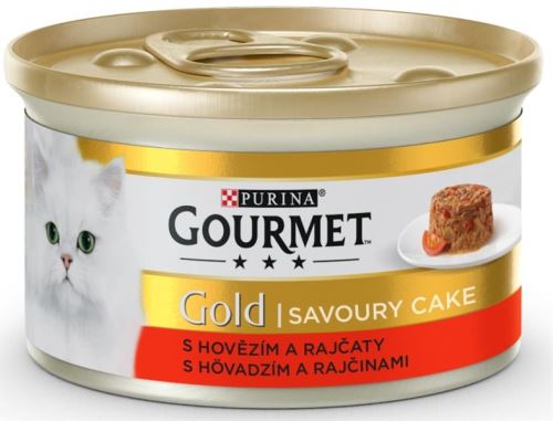 Gourmet Gold cat konzerva Savoury Cake hovězí, rajče 85g