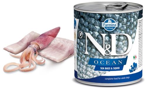 N&D DOG OCEAN Adult Sea Bass & Squid 285g