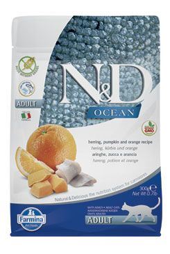 N&D OCEAN CAT Grain Free Adult Herring, Pumpkin & Orange 300g