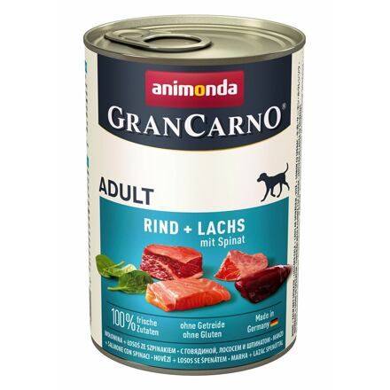 Konzerva ANIMONDA Gran Carno hovězí + losos + špenát 400g