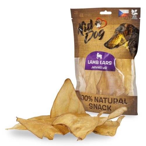KIDDOG 100% Natural Snack, jehněčí ucho - malé 5 - 6 ks / 50g