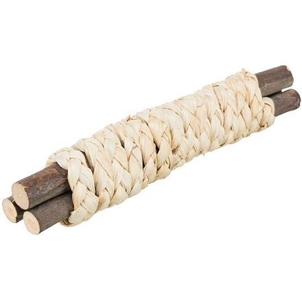 Trixie dřevěné tyčky omotané slaměným copem, 15 x 3cm