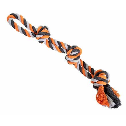 HIP HOP Dvojité lano bavlněné 3 knoty 60cm/450g šedá, tm.šedá, oranžová