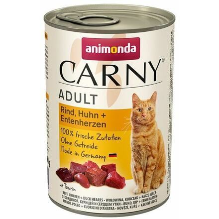 ANIMONDA konzerva CARNY Adult hovězí, kuřecí + kachní srdíčka 400g