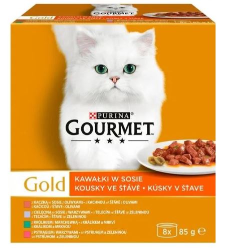 Gourmet Gold cat konzerva kousky ve šťávě se zeleninou 8x85g