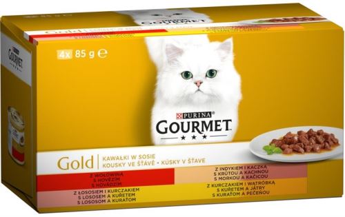 Gourmet Gold cat konzerva Multipack kousky masa ve šťávě 4x85g