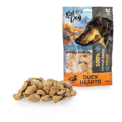 KIDDOG SUPER PREMIUM 100% kachní srdíčka sušená mrazem 50g
