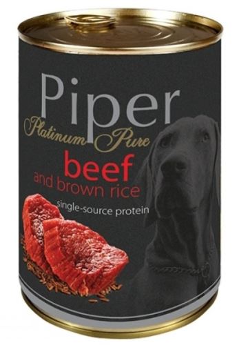 PIPER PLATINUM PURE hovězí s hnědou rýží, konzerva pro psy, 400g