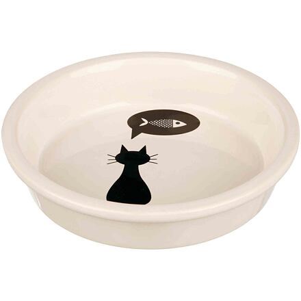 Keramická miska s černou kočkou, s okrajem bílá 0,25l/13cm