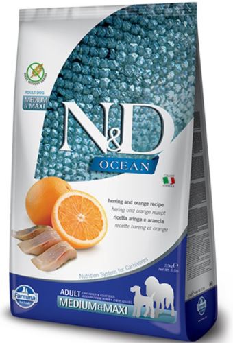 N&D OCEAN DOG Grain Free Adult Medium/Large Herring & Orange 2,5kg