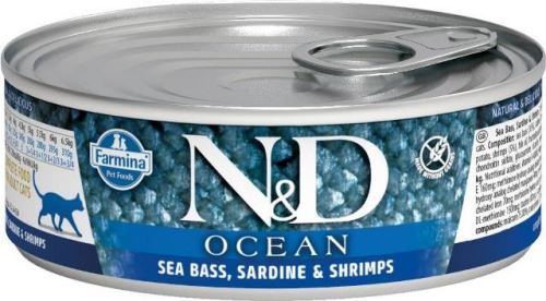 N&D CAT OCEAN Adult Sea Bass & Sardine & Shrimps 80g