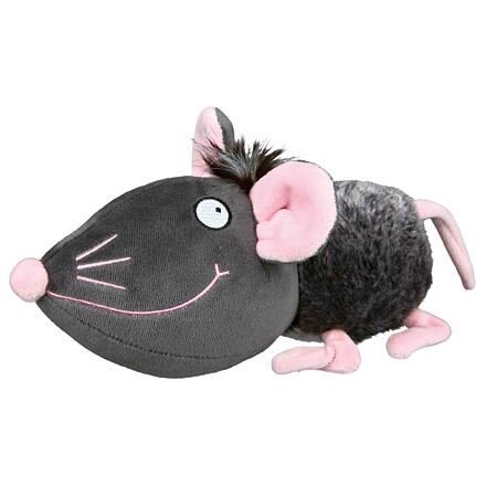 Plyšová myš šedá s růžovýma ušima, čumákem a tlapkami 33cm