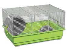 Klec SMALL ANIMAL Richard šedo-zelená se zelenou výbavou 39x25,5x22cm (1)