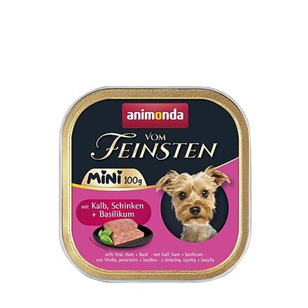 ANIMONDA paštika Vom Feinsten MINI - telecí, šunka, bazalka pro psy 100g