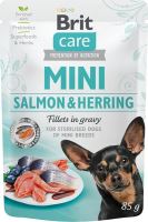 Brit Care Mini Dog kapsička Salmon&Herring sterilised fillets in gravy 85g (1)