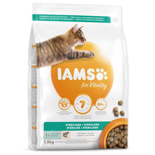IAMS for Vitality Light in Fat Cat Food with Salmon 1,5kg