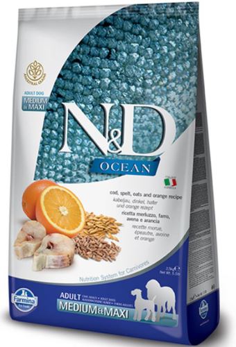 N&D OCEAN DOG Grain Free Adult Medium/Large Codfish & Pumpkin & Orange 12kg