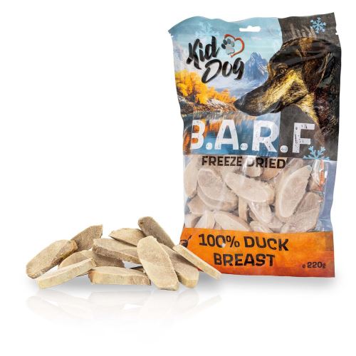 KIDDOG B.A.R.F. 100 % Duck Breast freeze dried - čisté maso sušené mrazem 220g