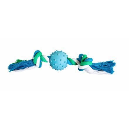 Bavlněný uzel HipHop s gumovým míčem 6cm, 30cm/210g zelená, modrá, bílá