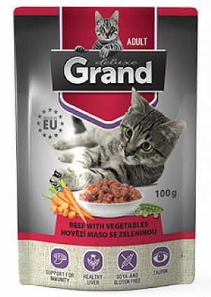 GRAND kapsička kočka deluxe 100% hovězí se zeleninou100g