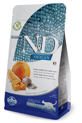 N&D OCEAN CAT Grain Free Adult Herring, Pumpkin & Orange 1,5kg