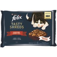 FELIX TASTY SHREDS hovězí a kuře ve šťávě 4x80g (1)