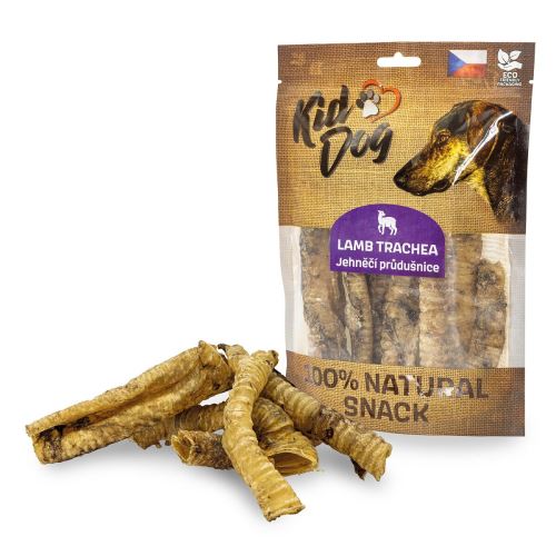 KIDDOG 100% Natural Snack, jehněčí průdušnice (hrtan) 10 - 12 cm / 100g