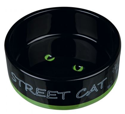 Keramická miska STREET CAT černá s očima 0,3l/12cm