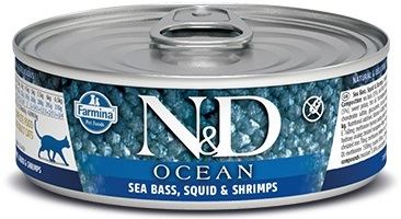 N&D CAT OCEAN Adult Sea Bass & Squid & Shrimps 80g