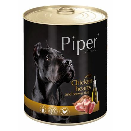 NEW PIPER konzerva pro psy s kuřecími srdíčky a špenátem 800g