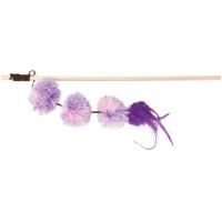 Trixie Vábnička/prut s pompon míčky a peřím, 40cm (1)