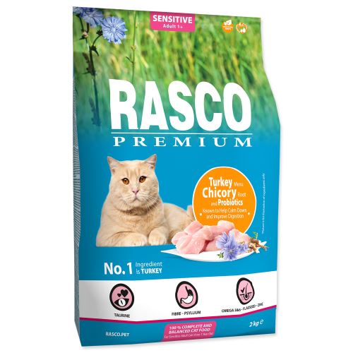 RASCO Premium Cat Kibbles Sensitive, Turkey, Chicory, Root Lactic acid bacteria 2kg