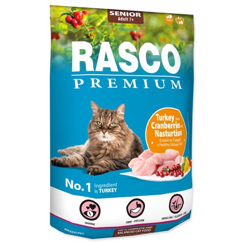 RASCO Premium Cat Kibbles Senior, Turkey, Cranberries, Nasturtium 400g