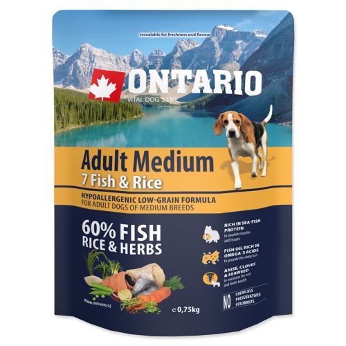 ONTARIO Adult Medium Fish & Rice 750g