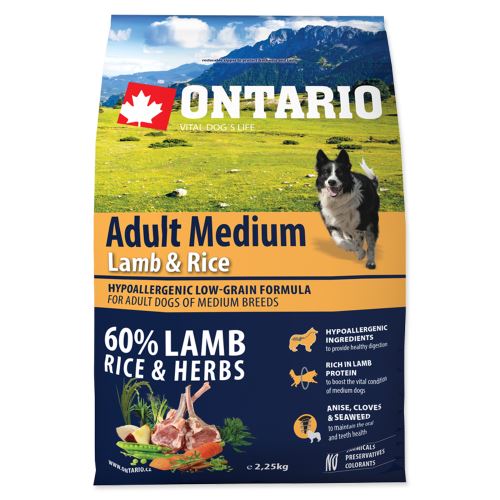 ONTARIO Adult Medium Lamb & Rice 2,25kg