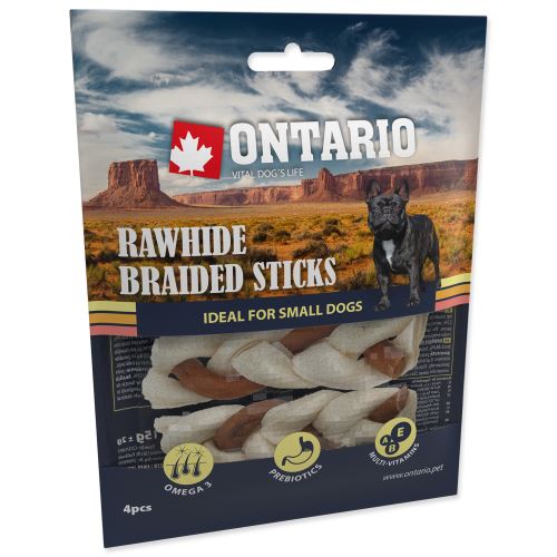 ONTARIO Rawhide Snack Braided Stick Mix 7,5 cm