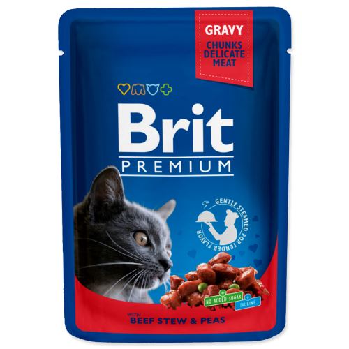 Kapsička BRIT Premium cat beef stew & peas 100g