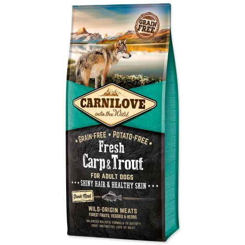 CARNILOVE Fresh Carp & Trout Shiny Hair & Healthy Skin for Adult dogs 12kg