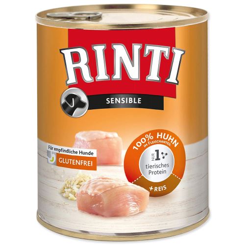 Konzerva Rinti Sensible kuře + rýže 800g