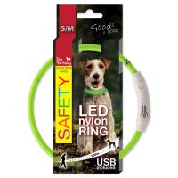 Obojek DOG FANTASY LED nylonový zelený S/M 45cm