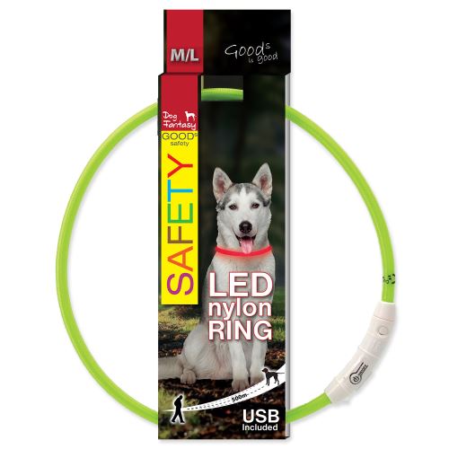 Obojek DOG FANTASY LED nylonový zelený M/L 65cm