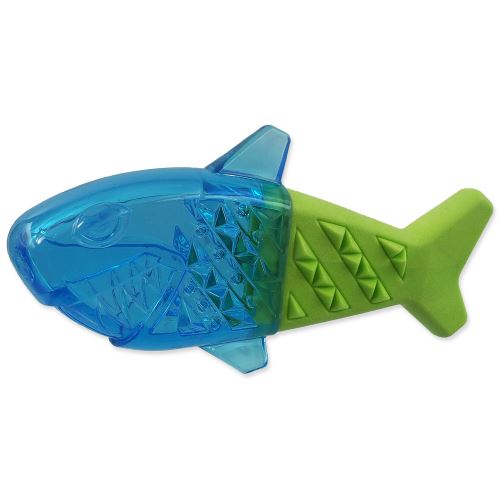 Hračka DOG FANTASY Žralok chladící zeleno-modrá 18x9x4cm